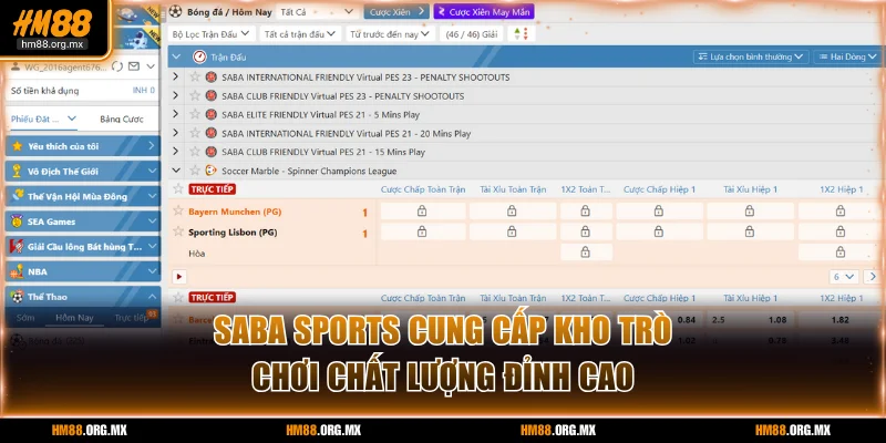 SABA Sports cung cấp kho trò chơi chất lượng đỉnh cao